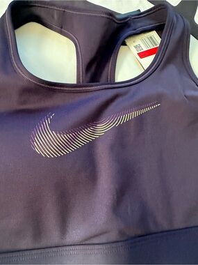 Nike Purple Racerback Sports Bra with Iridescent Swoosh